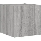 DKD Home Decor Tv-wandmeubel met LED-verlichting 30,5x35x30 cm grijs sonoma