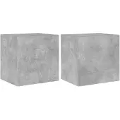 DKD Home Decor Tv-wandmeubelen met LED 2 st 40,5x35x40 cm betongrijs