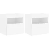 DKD Home Decor Tv-wandmeubels met LED-verlichting 2 st 40x30x40 cm wit
