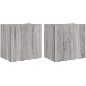 DKD Home Decor Tv-wandmeubels 2 st 40,5x30x40 cm hout grijs sonoma