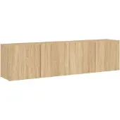 DKD Home Decor Tv-meubels 2 st wandgemonteerd 80x30x41 cm sonoma eikenkleurig