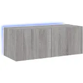 vidaXL Tv-wandmeubel met LED-verlichting 80x35x31 cm grijs sonoma