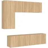 vidaXL 5-delige Tv-wandmeubelset bewerkt hout sonoma eikenkleurig