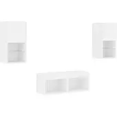 vidaXL 4-delige tv-wandmeubelset met LED-verlichting wit