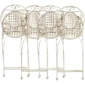 Beliani BIVIO - Tuinstoel set van 4 - Wit - IJzer