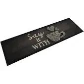 vidaXL Keukenmat wasbaar kopjeprint 45x150 cm fluweel zwart