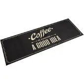 vidaXL Keukenmat wasbaar koffietekst 60x180 cm fluweel
