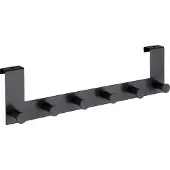 SmartaSaker Deurkapstok Celano zwart staal, 39cm breed, met 6 haken - Deurgarderobe - Hakenlijst deur - Voor opdekdeuren 2cm dik