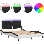 vidaXL Bedframe met LED zonder matras "Zadar" wit en zwart 140x200 cm