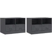 vidaXL TV-kastjes, 2 stuks, antraciet, 67x39x44 cm, staal