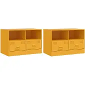 vidaXL Tv-meubelen 2 st 67x39x44 cm staal mosterdgeel