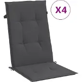 vidaXL Stoelkussens 4 st hoge rug 120x50x4 cm stof gemêleerd antraciet