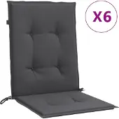 vidaXL Stoelkussens 6 st lage rug 100x50x4 cm stof gemêleerd antraciet