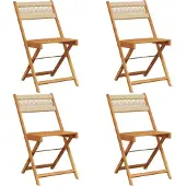 vidaXL Tuinstoelen 4 st inklapbaar massief acaciahout beige