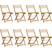 vidaXL Tuinstoelen 8 st inklapbaar stof en massief hout beige