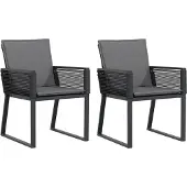 vidaXL Tuinstoelen 2 st met kussens poly rattan zwart