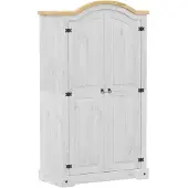 vidaXL Kledingkast Corona wit 102x52x186 cm massief grenenhout