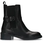 Manfield Zwarte leren chelsea boots met gesp | Maat 37