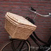 Migo Styling Fietsmand - met deksel - rotan - riet - naturel