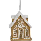 Clayre & Eef Kersthanger Gingerbread house 6x4x7 cm Bruin Kunststof Peperkoekhuisje Bruin Peperkoekhuisje