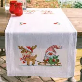 Vervaco - Loper kit - Kerst - Wichtel met rendier - PN-0201833 - Borduren - Borduurpakket - Borduurpakket volwassenen - Borduurpakket kind