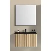 Wiesbaden Badkamermeubelset ribbella 100 cm naturel eik mat zwart