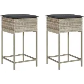 vidaXL Tuinstoelen met kussen, 2 stuks, lichtgrijs, polyrotan