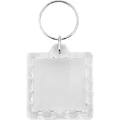 Combicraft Plexiglas sleutelhanger blanco vierkant geribbeld 39x39mm - 10 stuks