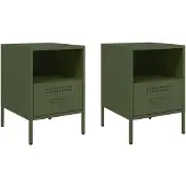 vidaXL Nachtkastjes 2 st 36x39x50,5 cm staal olijfgroen