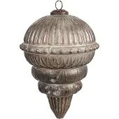 Clayre & Eef Kerstbal Overig Ø 15x20 cm Zilverkleurig Bruin Glas Kerstballen