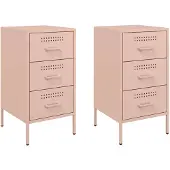 vidaXL Nachtkastjes 2 st 36x39x68 cm staal roze