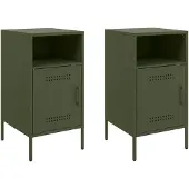 vidaXL Nachtkastjes 2 st 36x39x68 cm staal olijfgroen