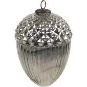 Clayre & Eef Kerstbal Overig Ø 10x15 cm Zilverkleurig Glas Kerstballen