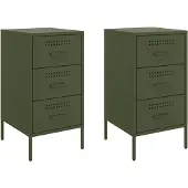 vidaXL Nachtkastjes 2 st 36x39x68 cm staal olijfgroen