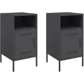 vidaXL Nachtkastjes 2 st 36x39x68 cm staal zwart