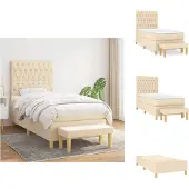 vidaXL Boxspring met matras stof crèmekleurig 100x200 cm