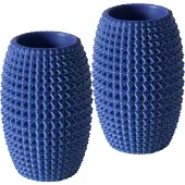 Boltze Set van 2 keramieken theelichthouders blauw 11 cm