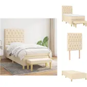 vidaXL Boxspring met matras stof crèmekleurig 80x200 cm