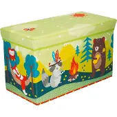 Bieco 2-in-1 Opbergdoos & Bankje Bosdieren – Speelgoedkist met Zitfunctie – Opbergbox Kinderkamer – 63 Liter