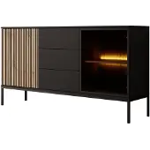 Meubella | Dressoir mat zwart 154x39x83cm met LED