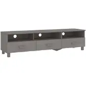 vidaXL Tv-meubel HAMAR 158x40x40 cm massief grenenhout lichtgrijs