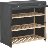 Super Merchant Schoenenkast met hoes 79x40x80 cm stof grijs