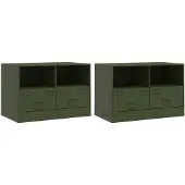 vidaXL Nachtkastjes 2 st 67x39x44 cm staal olijfgroen