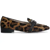 Manfield Suède leopard loafers met chain | Maat 36