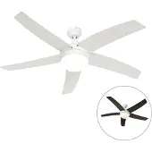 QAZQA Smart plafondventilator wit met hout print 132cm incl. LED dimbaar met afstandsbediening - Cool