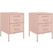 vidaXL Nachtkastjes 2 st 36x39x50,5 cm staal roze
