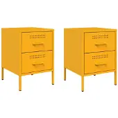 vidaXL Nachtkastjes 2 st 36x39x50,5 cm staal mosterdgeel