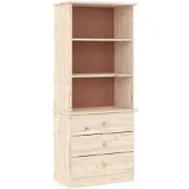 vidaXL Boekenkast met lades ALTA 60x35x142 cm massief grenenhout