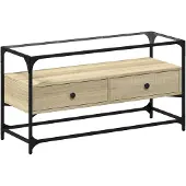 vidaXL Tv-meubel met glazen blad 98x35x51 cm bewerkt hout sonoma eiken