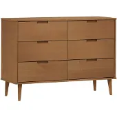 vidaXL Ladekast MOLDE 113x40x80 cm massief grenenhout bruin